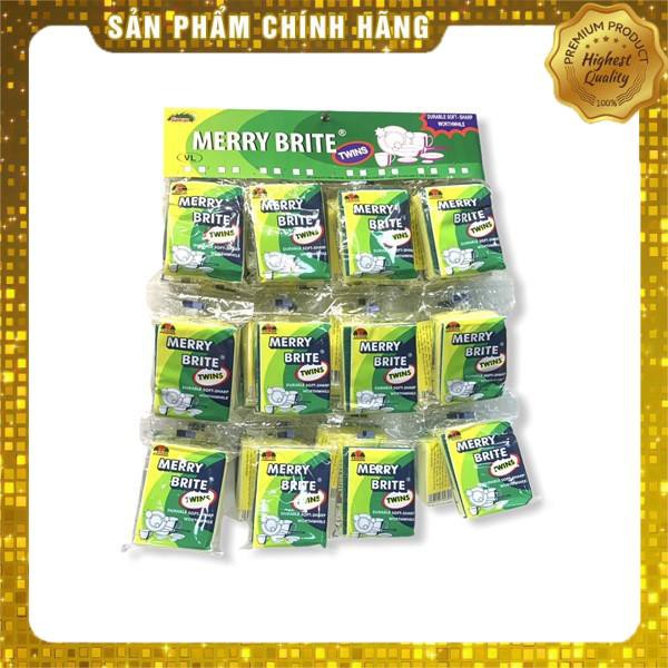 MIẾNG RỬA CHÉN 2 LỚP MERRY BRITE TWINS (CƯỚC DA LỢN) [trung923]