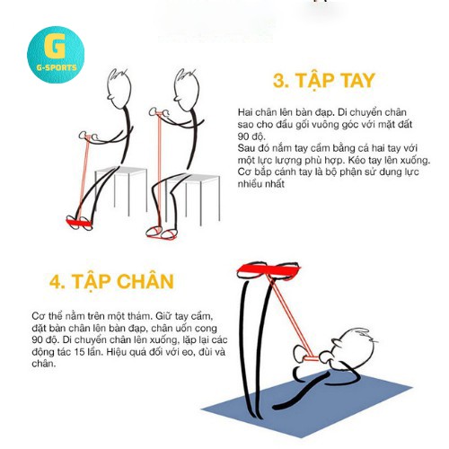 Dây kéo cao su 4 ống đàn hồi dây thể thao tập yoga GYM tập tay bụng tại nhà hiệu quả dẻo dai bền đẹp G-SPORTS