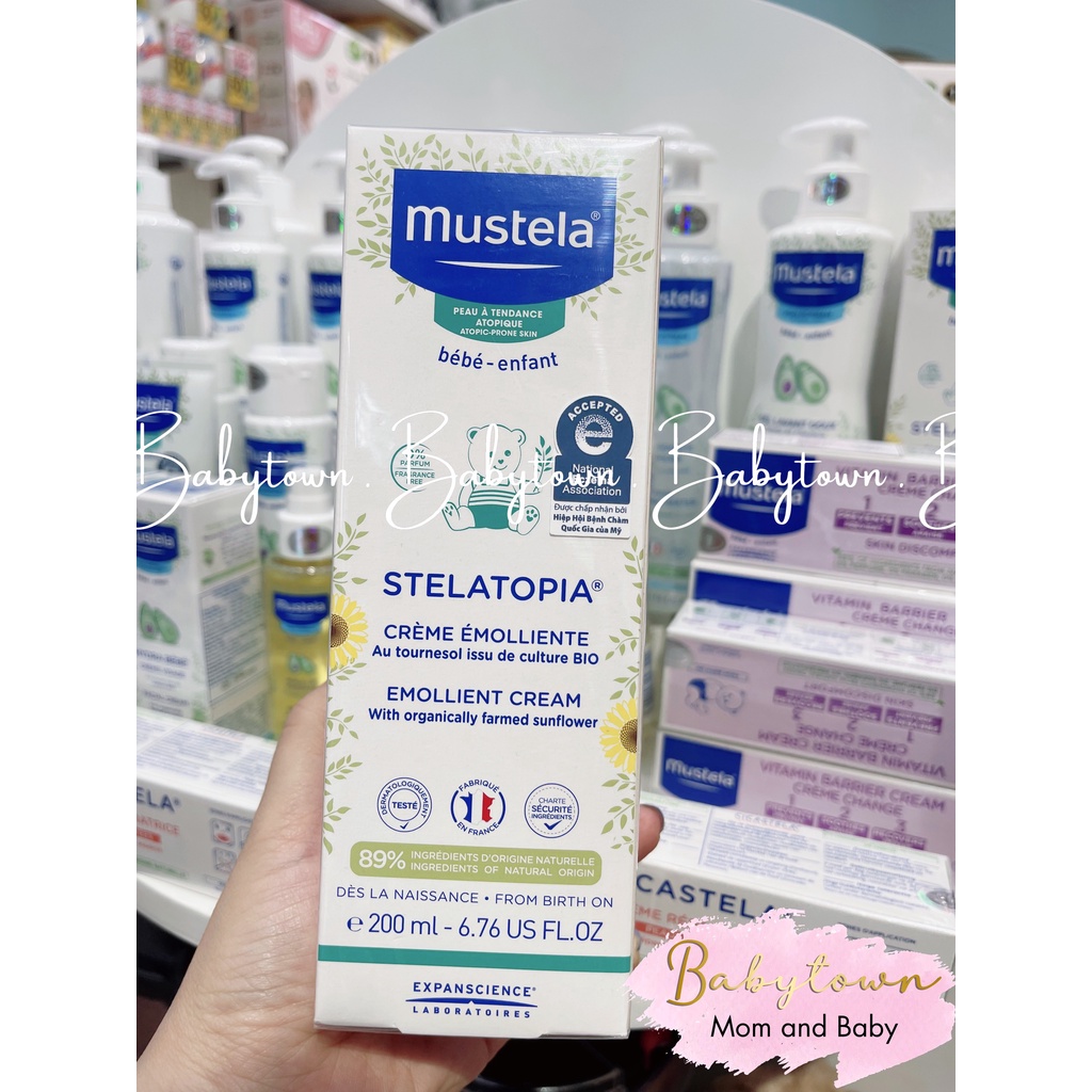 Kem Dưỡng Da Mặt Và Cơ Thể Cho Trẻ Sơ Sinh &amp; Em Bé Da Chàm Thể Tạng Mustela 200ml/40ml