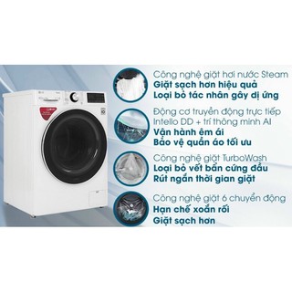 Máy giặt LG inverter 9 Kg FV1409S2W.MODEL2020