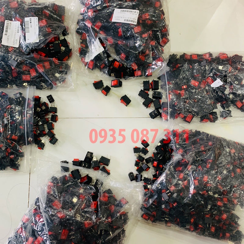 Công Tắc Bập Bênh KCD1 21x15mm 10A 125VAC 6A 250VAC 2 3 Chân , Công Tắc ON/OFF Đen Đỏ