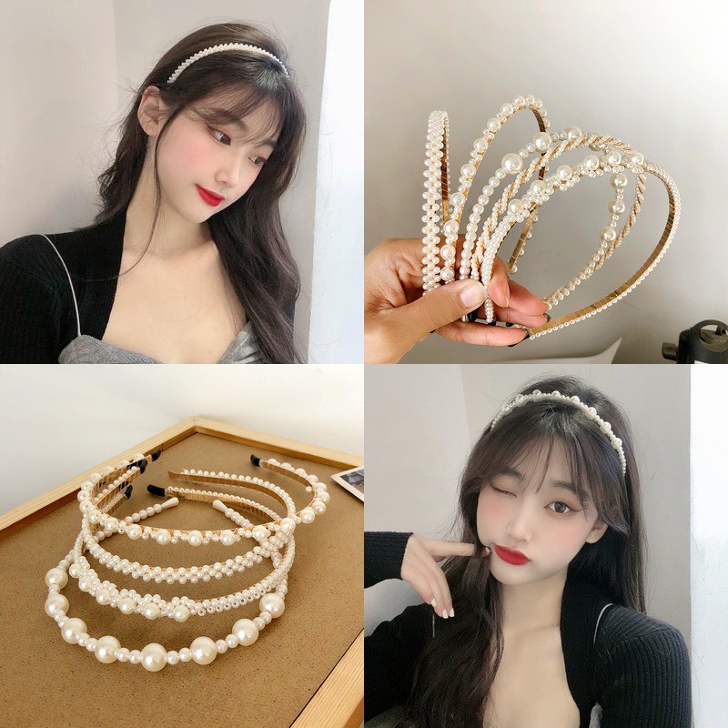 Băng đô đính ngọc trai thời trang cho nữ