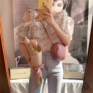 [CÓ SẴN] ÁO KIỂU NỮ TRỄ VAI TIỂU THƯ VOAN CHIFFON HOA NHÍ TAY BỒNG DÂY BUỘC NƠ CÁCH ĐIỆU THỜI TRANG ULZZANG HÀN QUỐC