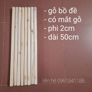 Thanh gỗ tròn bồ đề phi 2cm dài 50cm