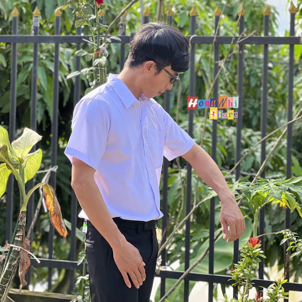 Sơ Mi Trắng Nam Tay Ngắn Đi Học 1 Túi Dáng Rộng 85kg Trở Lại Ulzzang Hồng Nhi Store