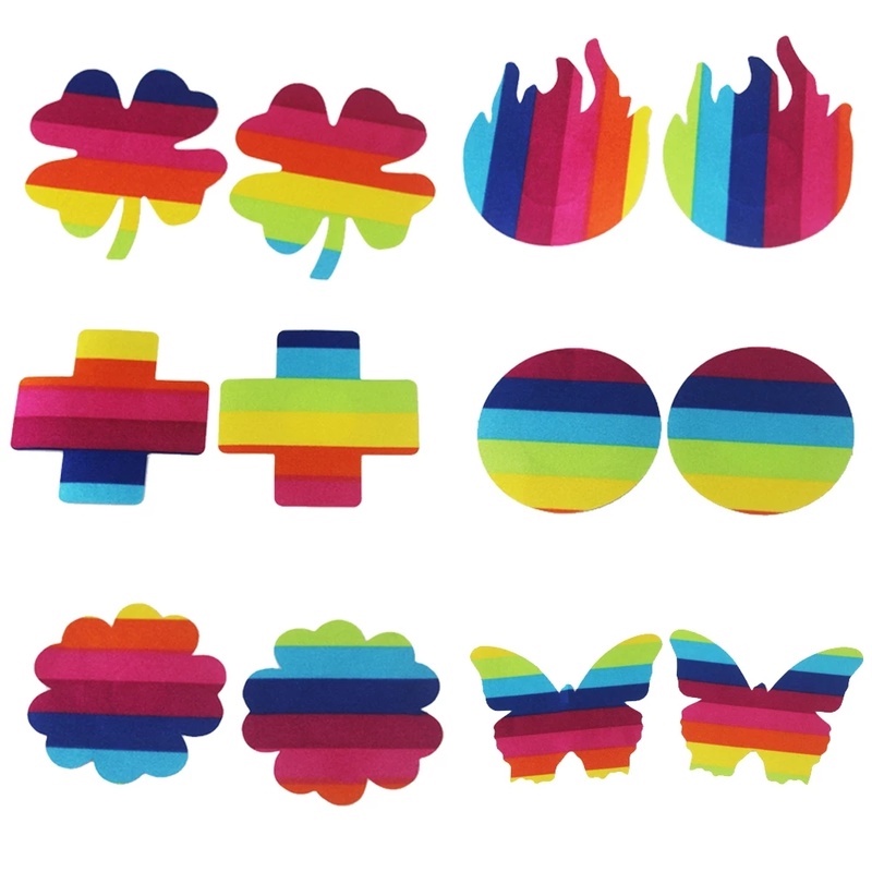 1 Cặp Miếng Dán Nhũ Hoa Hình Cánh Bướm Màu Cầu Vồng Vô Hình Dùng Một Lần Cho Nữ