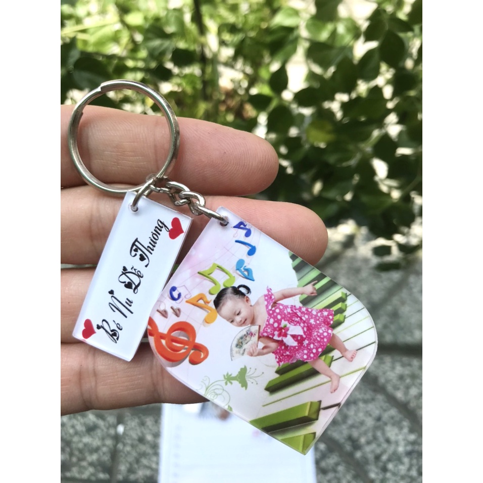 Móc khóa đôi - IN HÌNH , iIN CHỮ THEO YÊU CẦU - chất liệu mica 2 mặt trong suốt, 1 chiếc lớn và 1 chiếc nhỏ móc chung