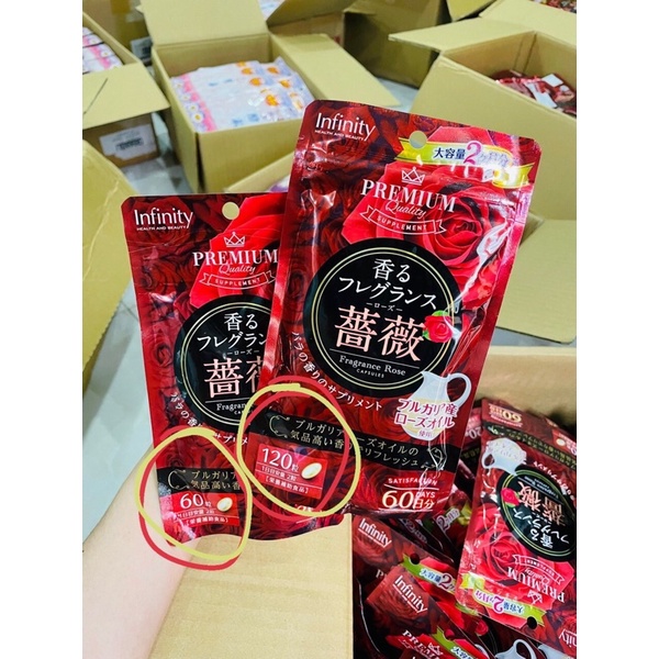 Viên Uống Thơm Cơ Thể Premium Infinity Fragrance Rose 120 Viên Nhật Bản