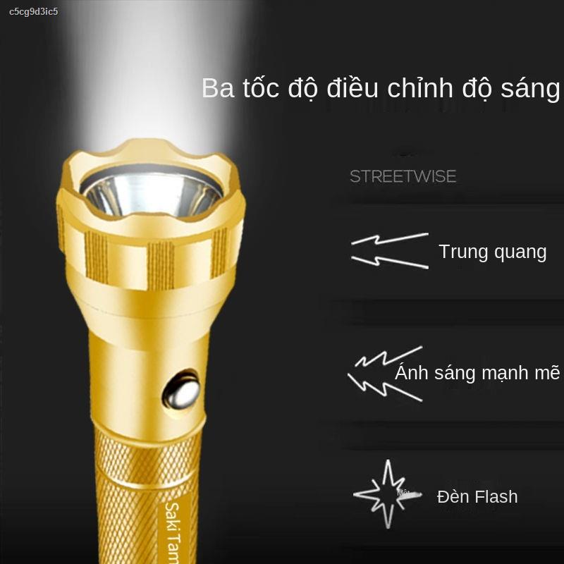 【2021】LED ánh sáng mạnh đèn pin đa chức năng có thể sạc lại hợp kim nhôm ngoài trời tuần tra siêu chiếu tầm xa khẩn cấp