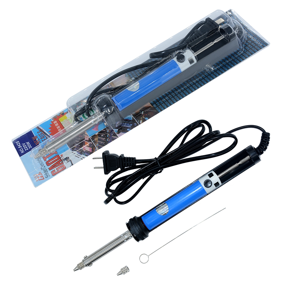 Dụng cụ hàn DIYMORE mỏ hàn hút thiếc chân không điện 30W 220V dạng bơm phích cắm US xanh lam kèm bộ chuyển đổi UK