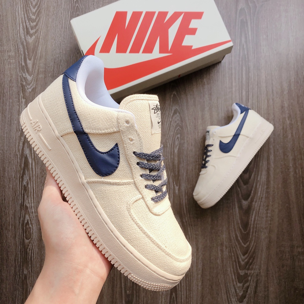 Giày sneaker AF1 BeigeDeep Blue full size nam nữ