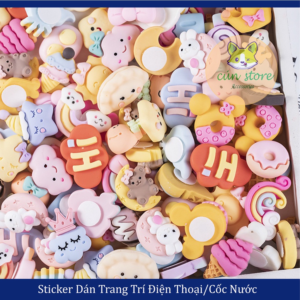 Sticker Dán Trang Trí Cốc Nước/Điện Thoại 3D Hình Hoạt Hình Dễ Thương