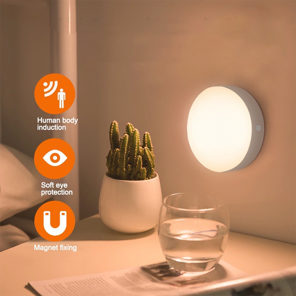 Đèn LED cảm biến chuyển động không dây sạc USB có đế nam châm cho tủ quần áo/cabinet/Stairs/Wardrobe/ Bed
