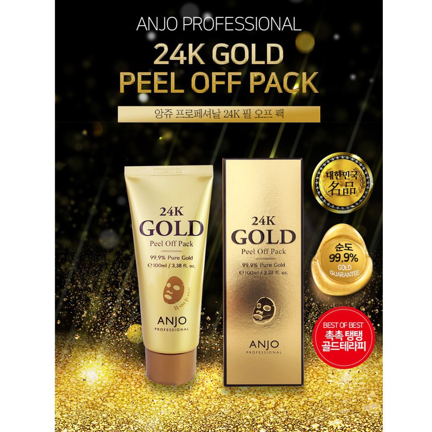 Mặt Nạ Lột Tinh Chất Vàng 24K Anjo Professional 24K Gold Peel Off Pack 99.9% Pure Gold 100ml