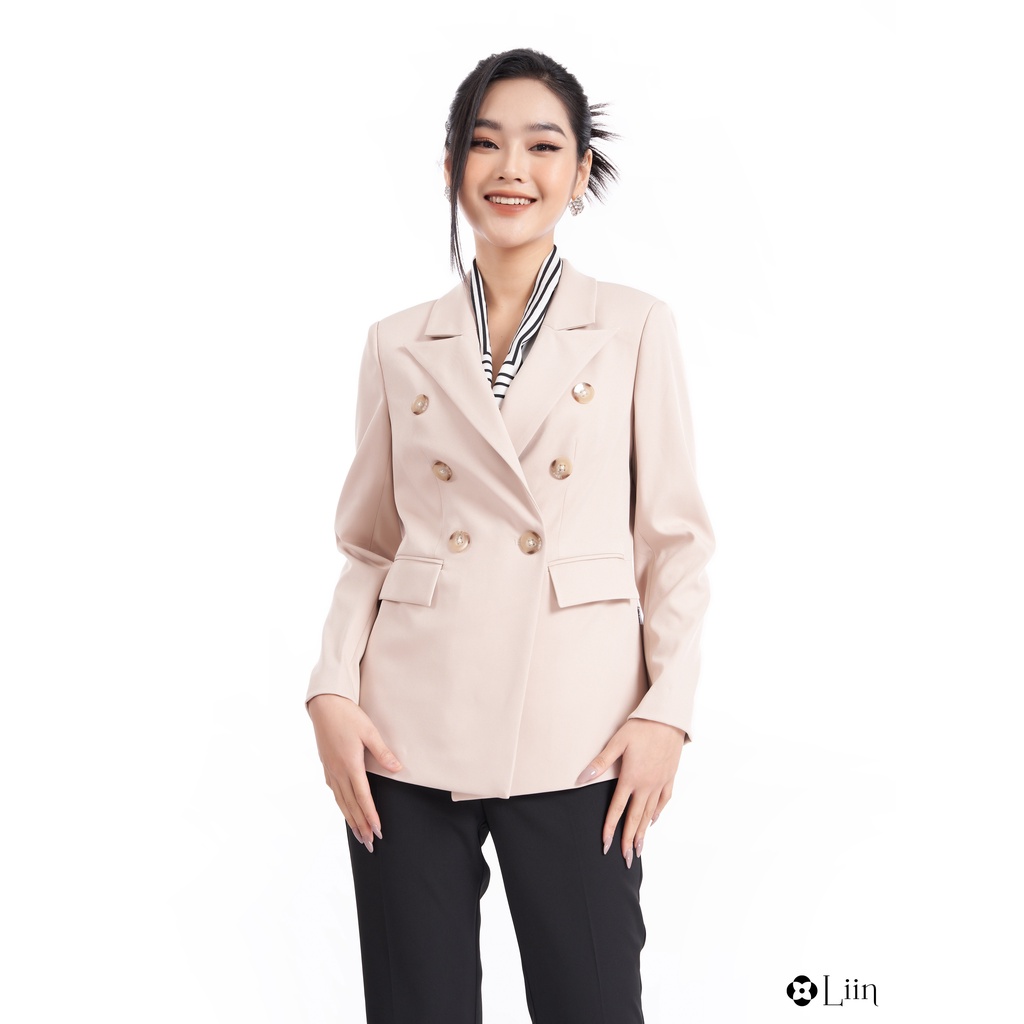 Áo vest dáng dài màu be mix khăn trắng thiết kế trẻ trung, sang trọng Liin Clothing V5457