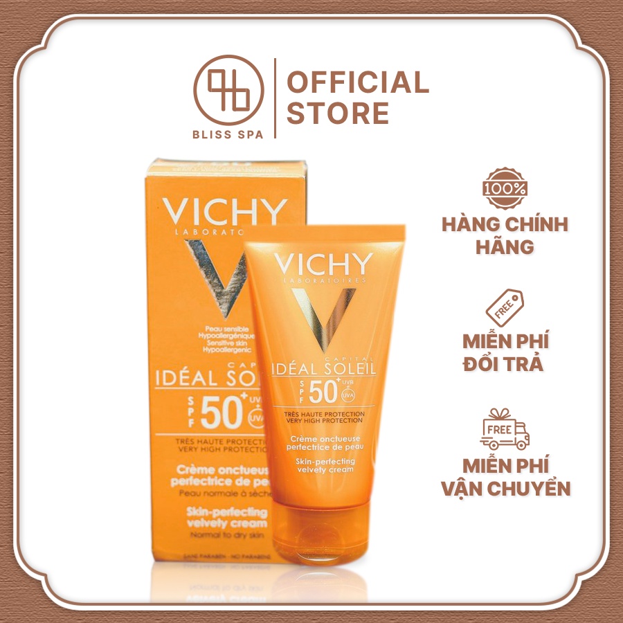 Kem Chống Nắng Cho Da Mụn Kiềm Dầu VICHY Chống Lão Hóa Da Ideal Soleil Dry Touch SPF 50 50ml - Bliss Spa