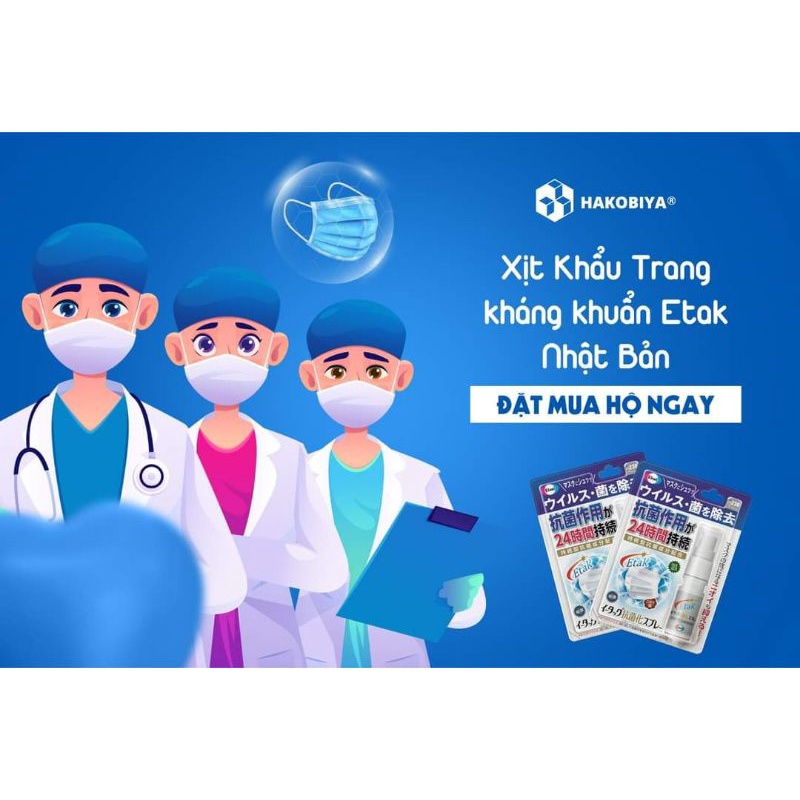 Xịt Kháng Khuẩn Etak xịt trực tiếp lên bề mặt khẩu trang chai xịt được 230 lần No.1 Nhật Bản