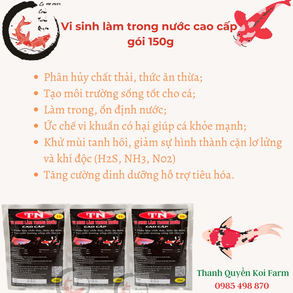 Vi sinh làm trong nước bể cá hồ cá Koi cá cảnh TN 1a