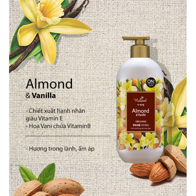 Sữa tắm On: The Body the Natural Almond &amp; Vanilla 500g - Hương Hạnh nhân &amp; Vani