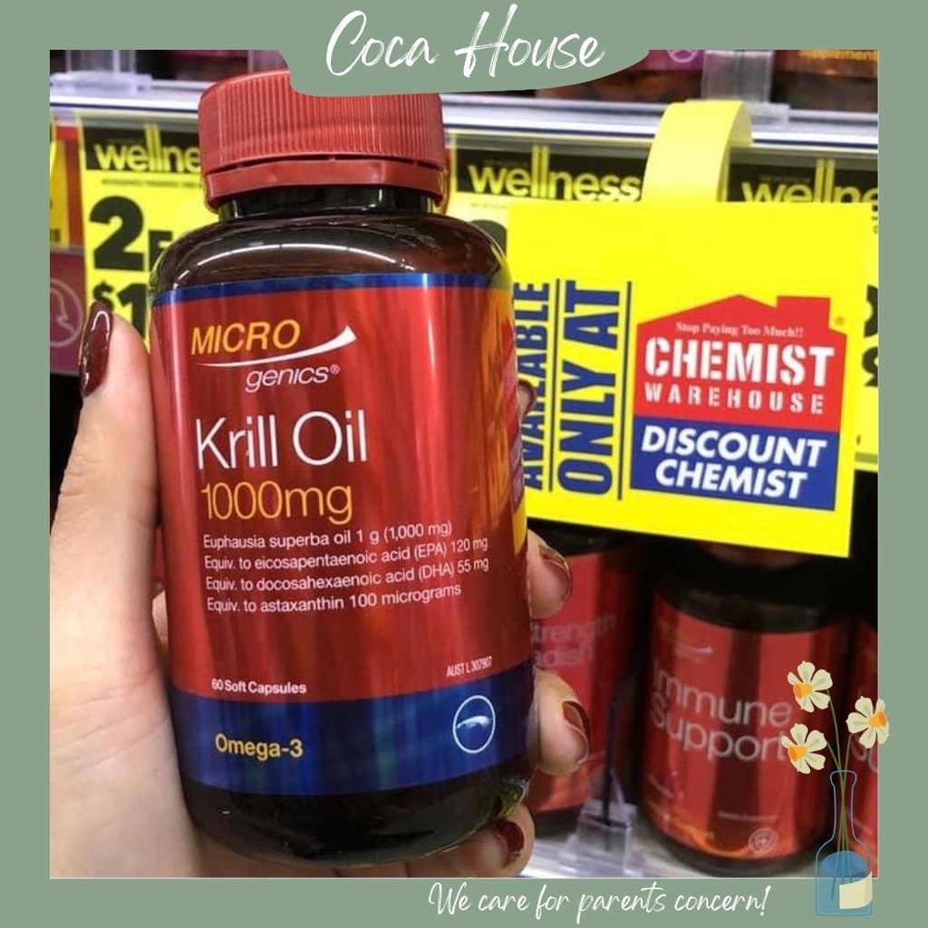 [60 viên] Dầu nhuyễn thể Krill Oil 1000mg 🎁FREESHIP🎁 dầu nhuyễn thể Microgenics Krill Oil - Krill Oil omega 3 D.H.A EPA