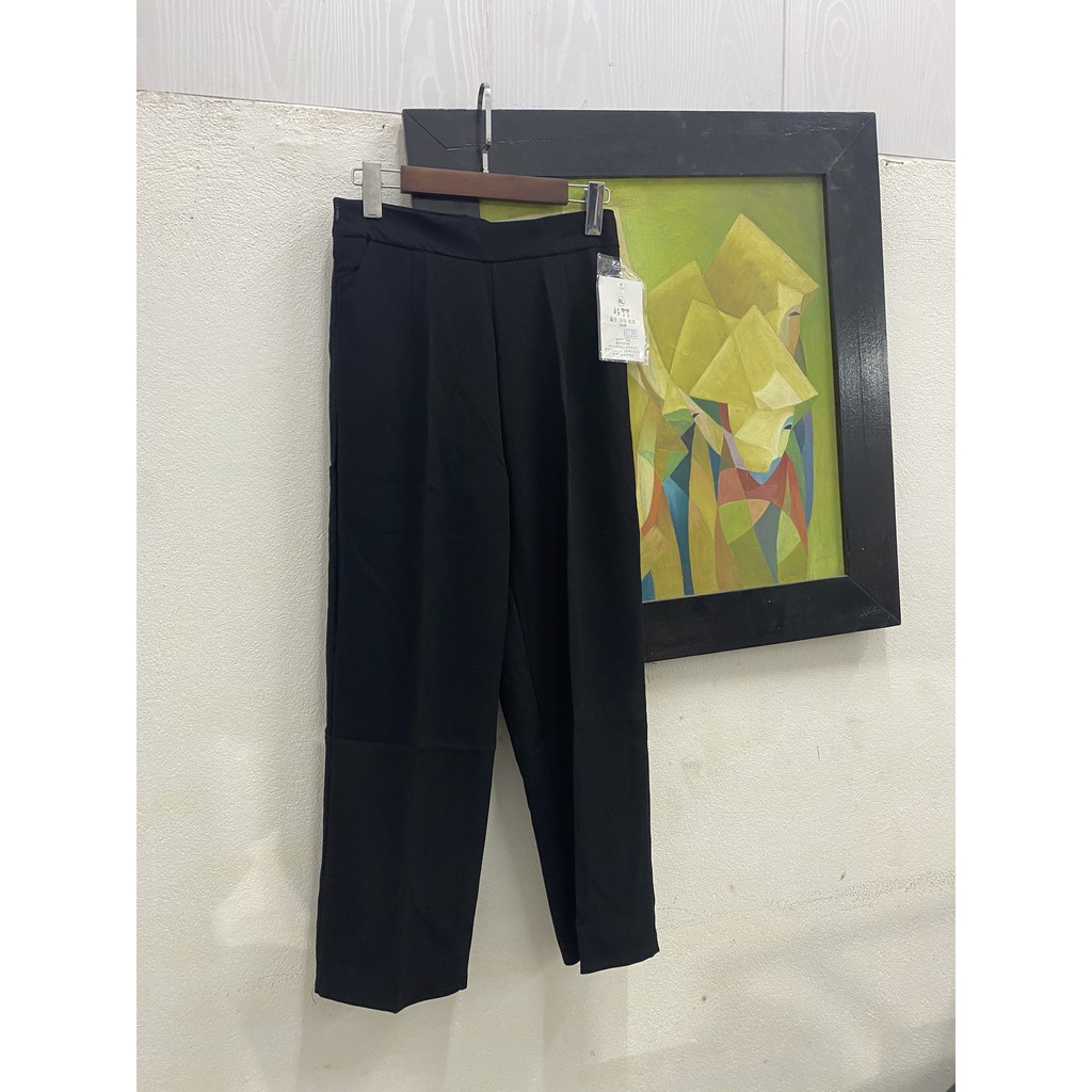 Quần baggy Đen suông  co giãn nhẹ khóa hông
