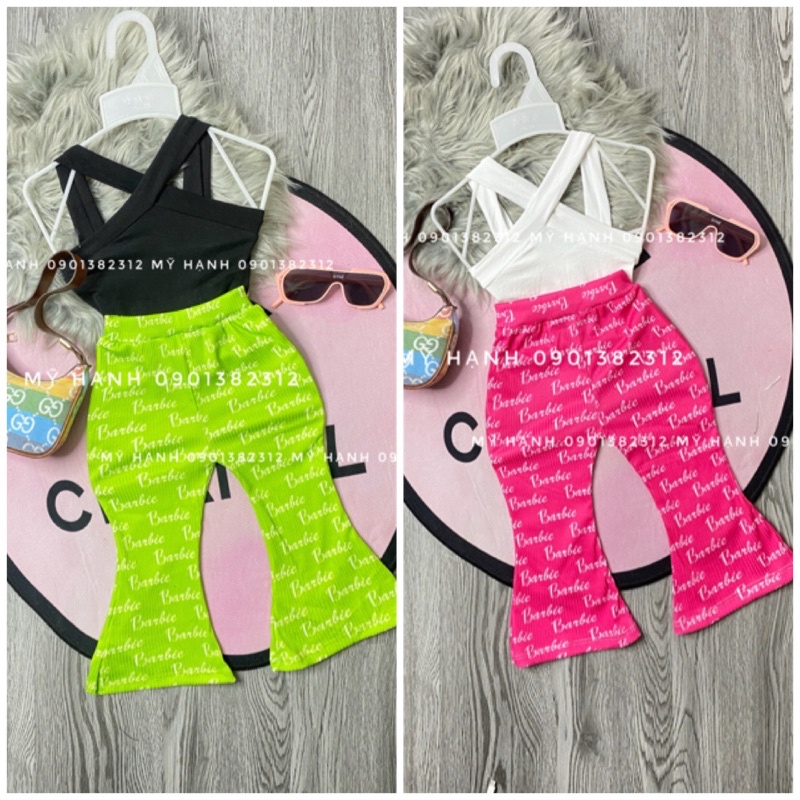 SET ÁO YẾM + QUẦN ỐNG LOE BARBIE CHO BÉ