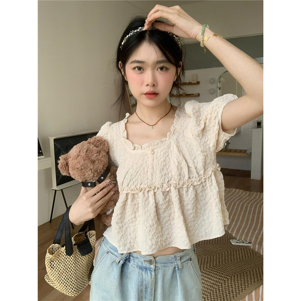 Áo Sơ Mi Vải Jacquard Ngắn Tay Thời Trang Sành Điệu 63064
