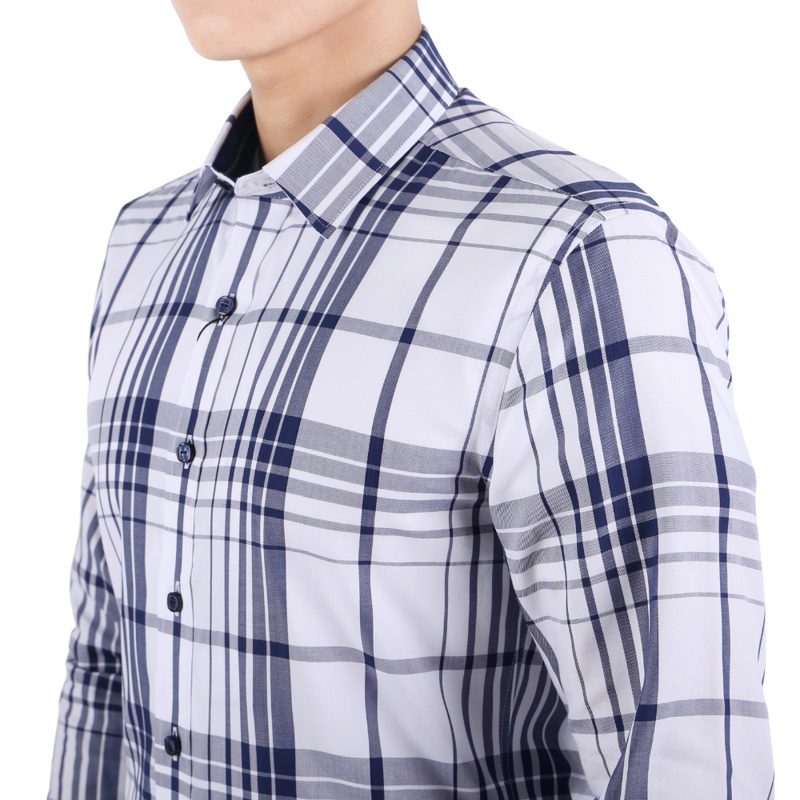 Áo sơ mi Dài tay Owen Bamboo Regular Fit màu Trắng caro - AR23385D