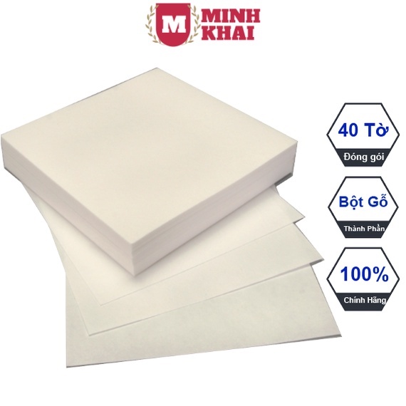 Giấy thấm dầu mỡ MINH KHAI set 40 tờ dùng chiên rán cho nồi chiên không dầu