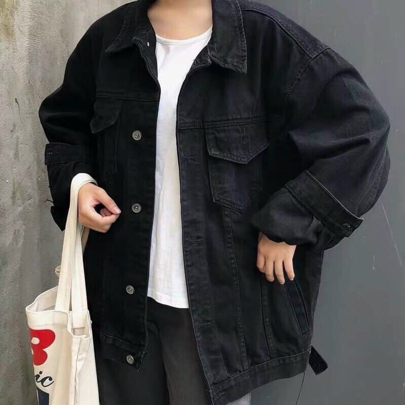 Áo Khoác Jean UNISEX Form Rộng Nam Nữ Màu Xanh và Đen