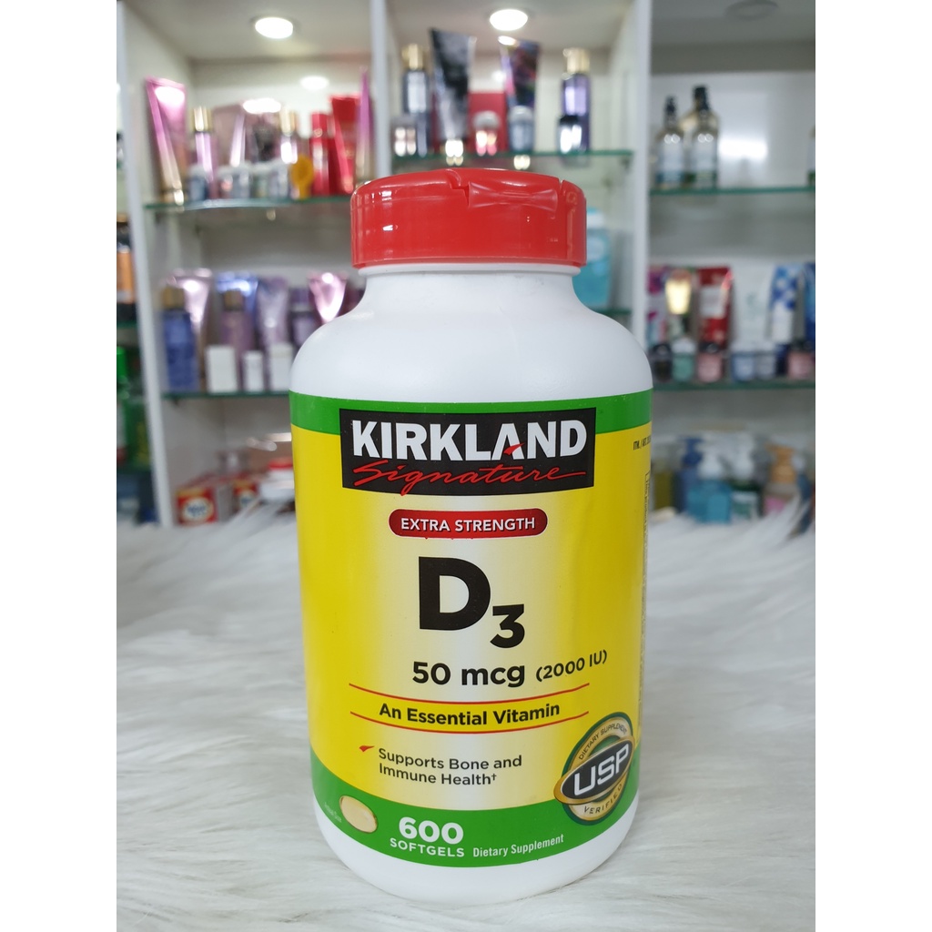 Viên uống hỗ trợ xương khớp Kirkland Vitamin D3 50mcg Extra Strength của Mỹ (600 viên)