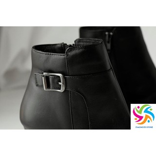 Boot da thật cao cấp Đế Vuông Evashoes -Boot5119(Màu Đen)