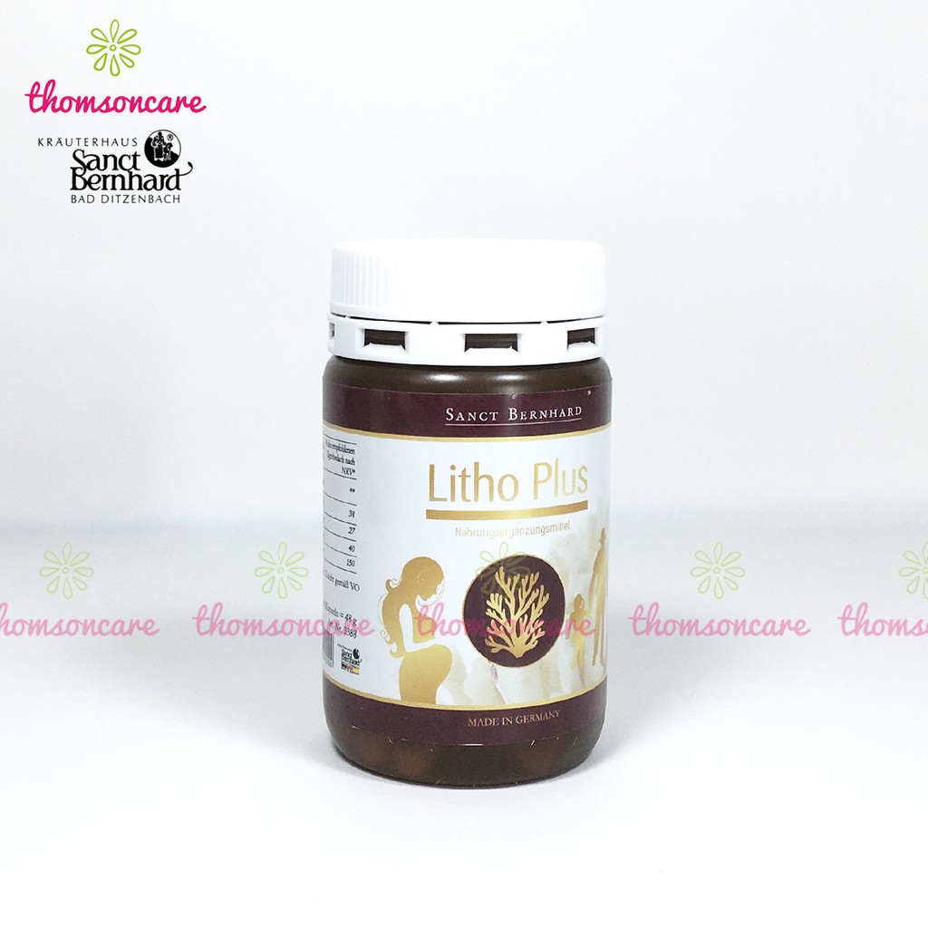Canxi hữu cơ từ Tảo biển Litho Plus - Nhập khẩu từ Đức Lọ 60 viên, có thêm Magie và D3 cho bà bầu, trước, sau sinh