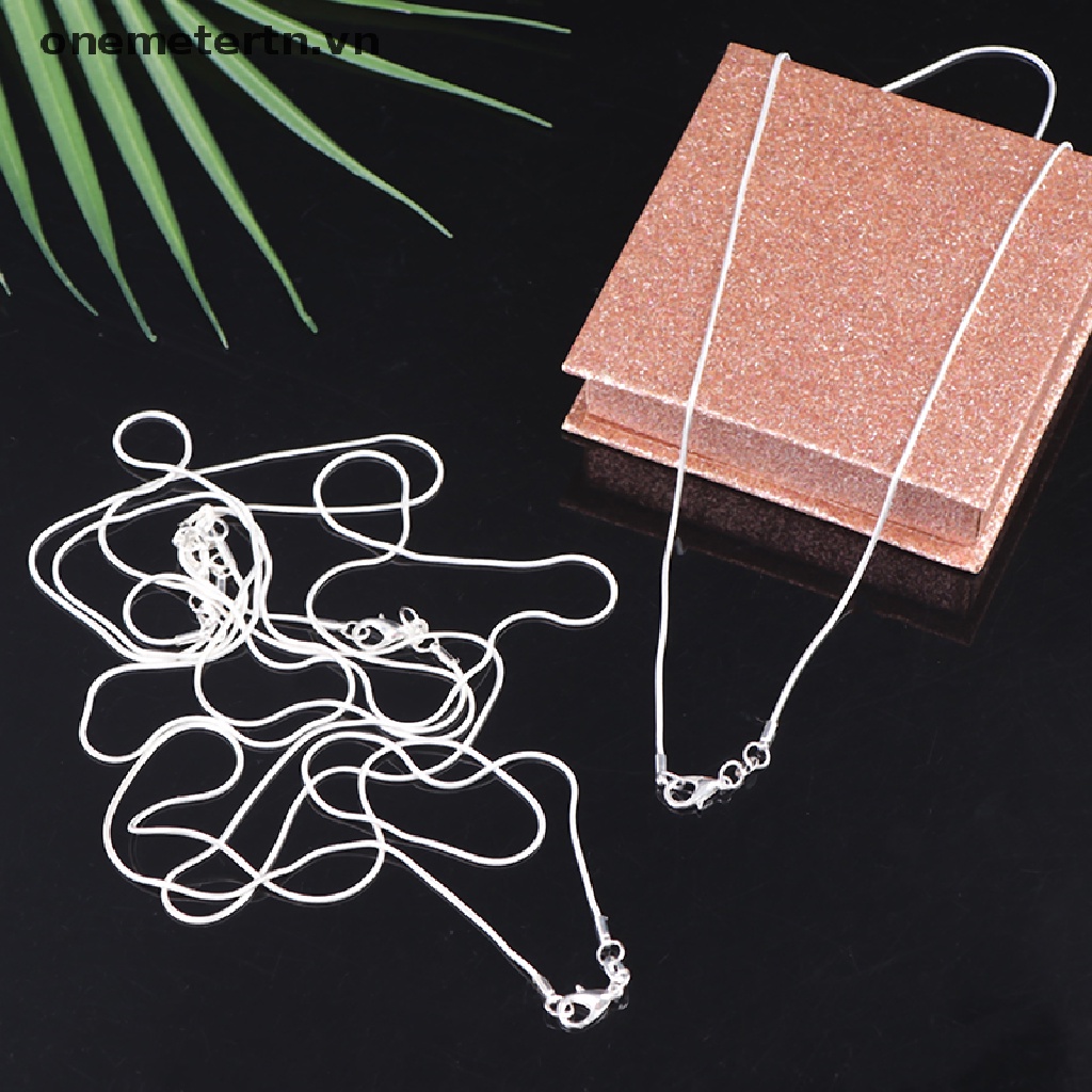 Onemetertn Set 5 Vòng cổ Mạ Bạc Kích Thước 1MM 45-70CM