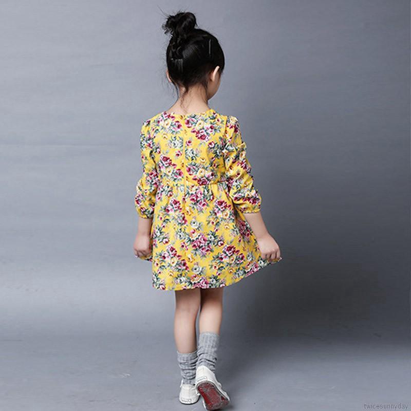 Đầm hoa tay dài xinh xắn dành cho bé gái