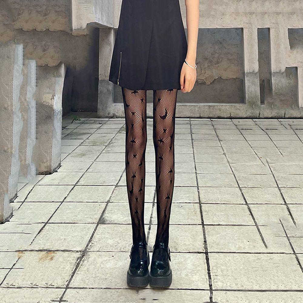 Vớ Lưới Trong Suốt Họa Tiết Trăng Sao Phong Cách Punk Lolita Hàn Quốc Ngọt Ngào Quyến Rũ Cho Nữ