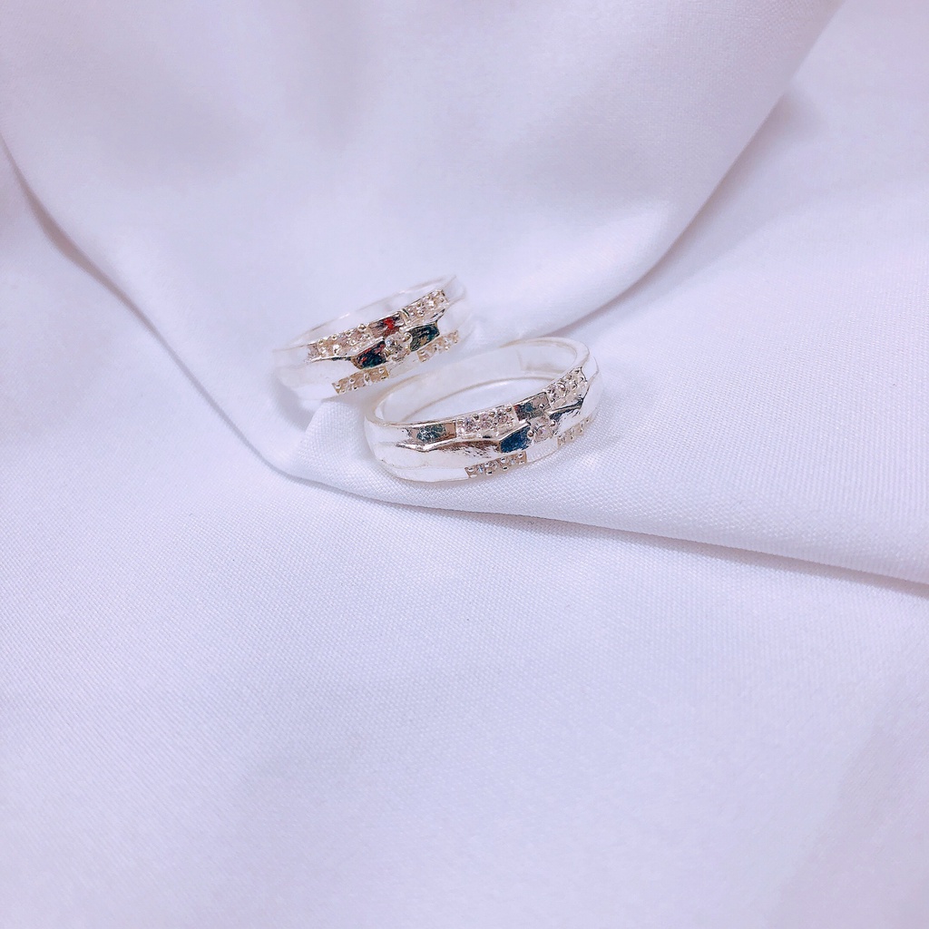 Nhẫn đôi bạc ta trẻ trung thân dày dặn LINH MIU SILVER