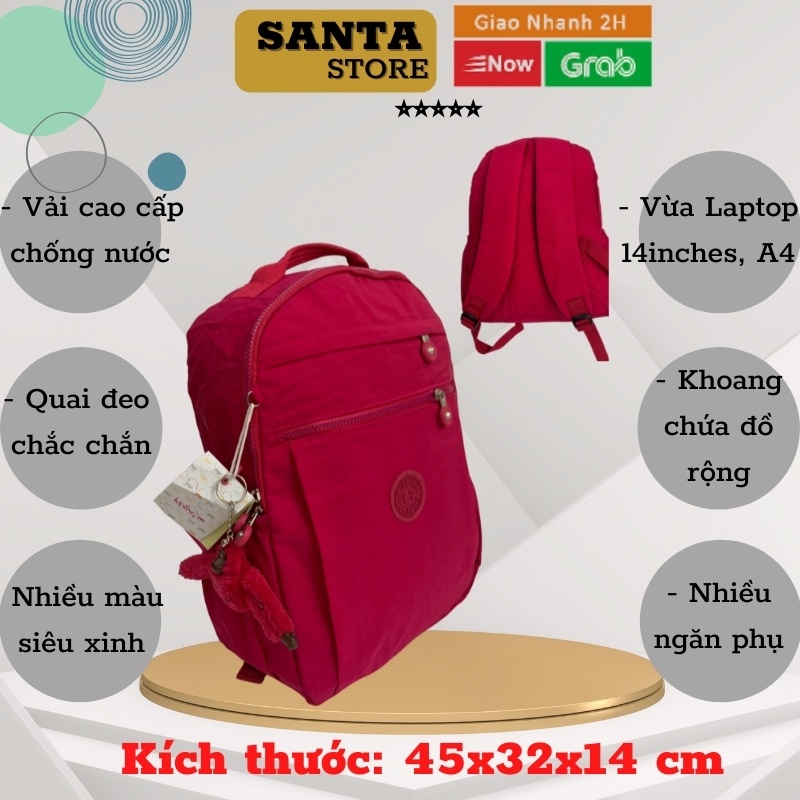 Balo vải dù thời trang nữ Kipling KL2129 đi học cao cấp SANTA STORE  Ulzzang Hàn Quốc nhiều ngăn xinh xắn đựng Laptop