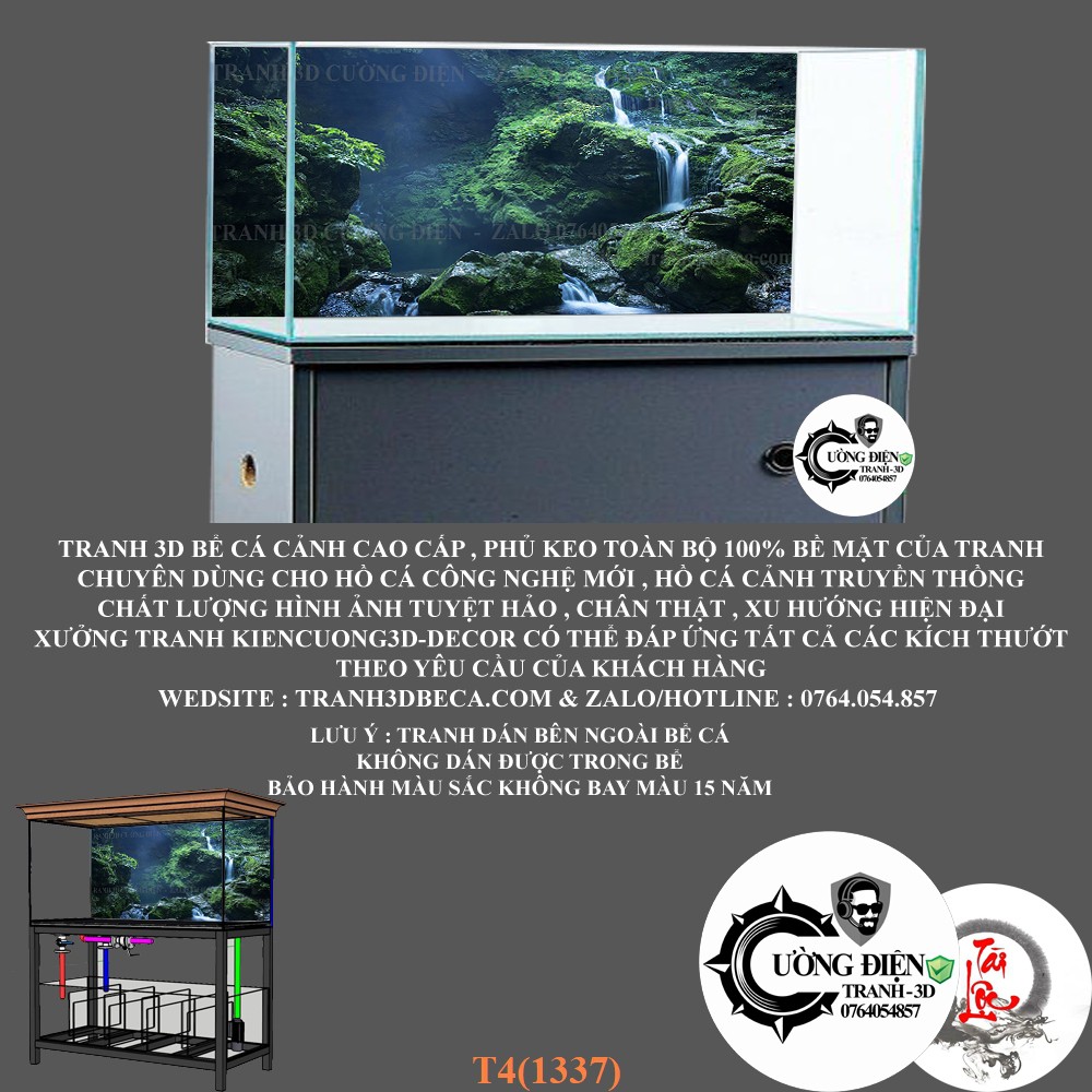 Tranh dán bể cá 3d nhiều kích thướt