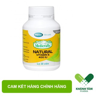 ✅ [CHÍNH HÃNG] Viên uống đẹp da Vitamin E 400 IU – Chai 30 viên