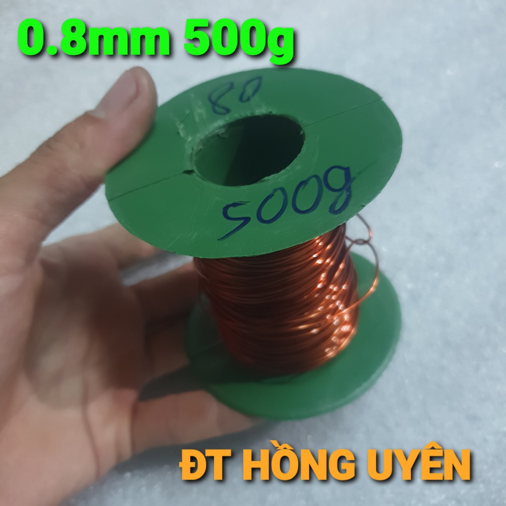 (0.8mm 500g) DÂY ĐỒNG QUẤN BIẾN ÁP CƠ, BIẾN ÁP THƯỜNG 220V. DÂY ĐỒNG QUẤN ĐỘNG CƠ. DÂY ĐỒNG 0.8li BỌC EMAY CÁCH ĐIỆN