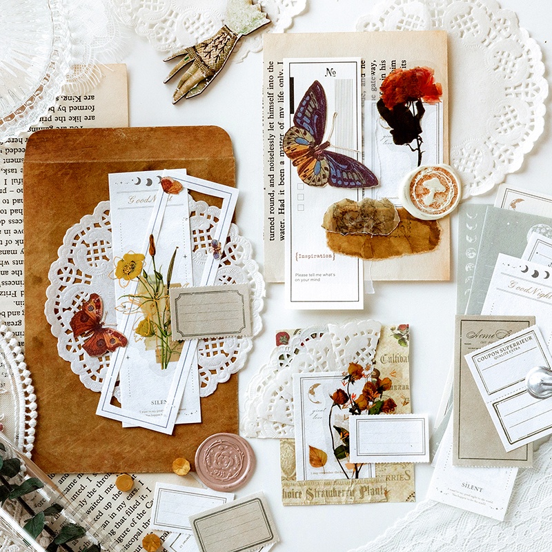 Bộ 30 Miếng Giấy Dán Trang Trí Sổ Tay Phong Cách Vintage DIY