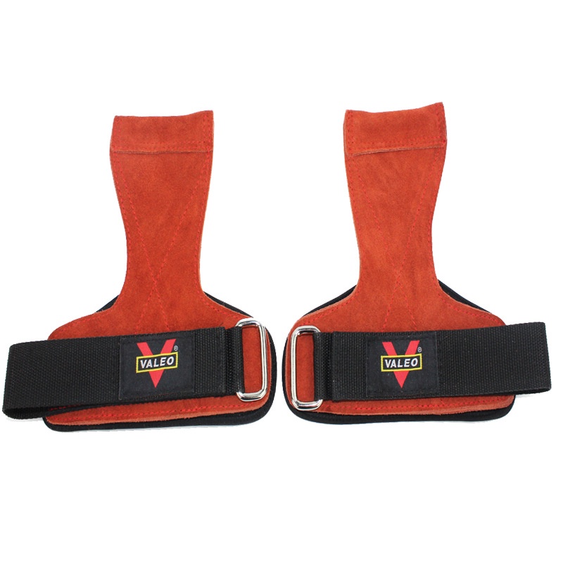 Găng tay tập Gym dây kéo lưng da bò kết hợp quấn cổ tay Valeo Lifting Straps dây kéo tạ tập deadlift thể hình gym