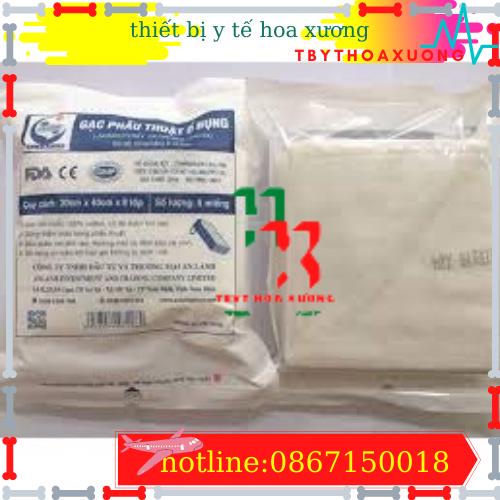 gạc phẫu thuật tiệt trùng an lành 7.5x7,5x6 lớp 1 gói 10 miếng