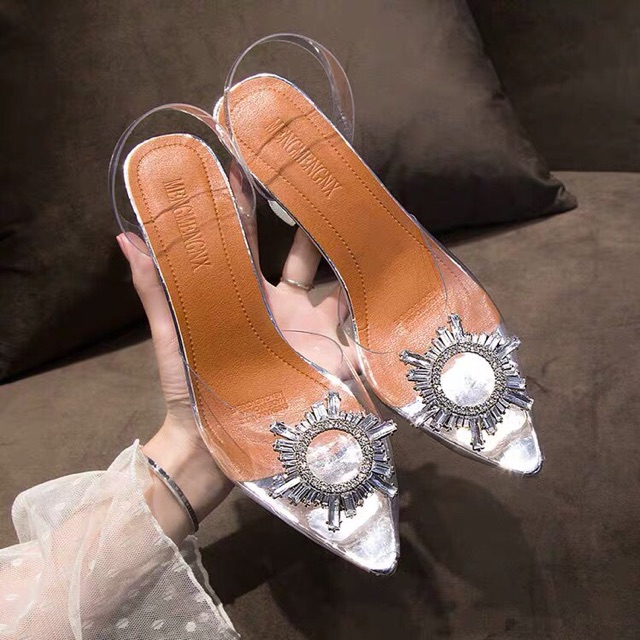 Giày cao gót mika hoa mặt trời 8p hàng qc fullbox