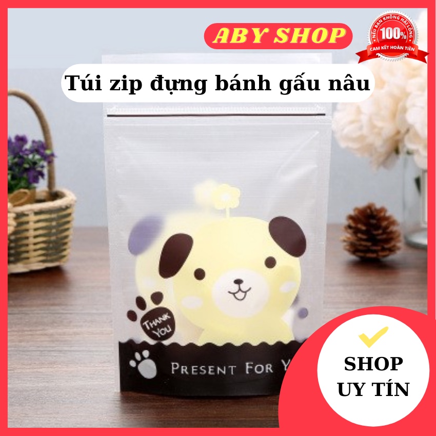 Túi zip đựng bánh gấu nâu ⚡ GIÁ SỐC ⚡ 10 cái túi zip đựng bánh hình chú gấu ngộ nghĩnh
