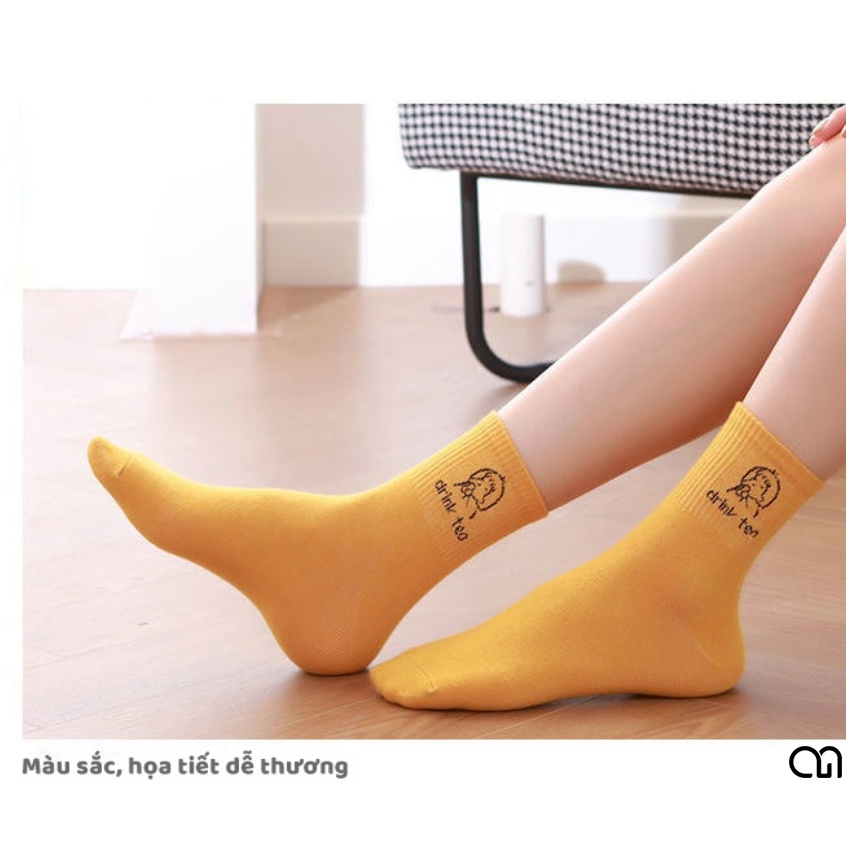 Tất Cổ Ngắn Nữ Thời Trang Hàn Quốc - Vớ Nữ Ngắn Họa Tiết Dễ Thương Nhiều Màu Phong Cách Unisex
