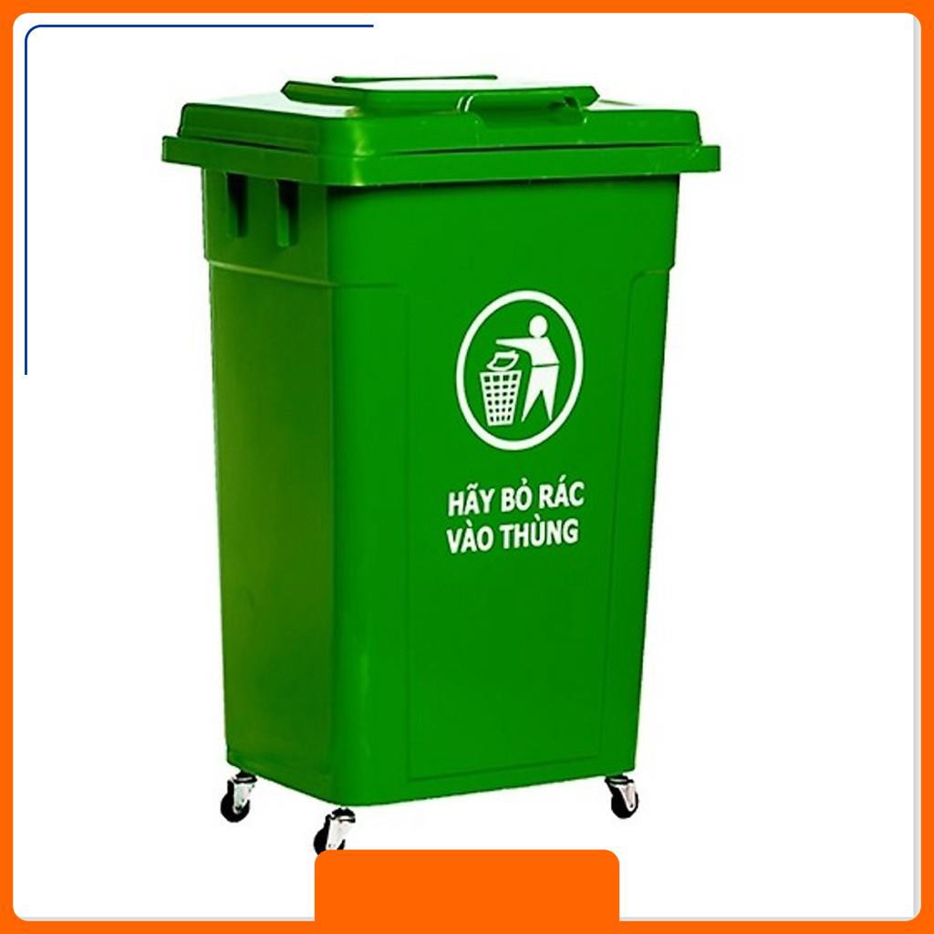 Thùng rác nhựa công nghiệp HDPE 60l có bánh xe Song Long- Loại dầy dặn