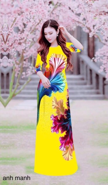 ÁO DÀI LỤA NHẬT IN HÌNH 7D 💖🍓