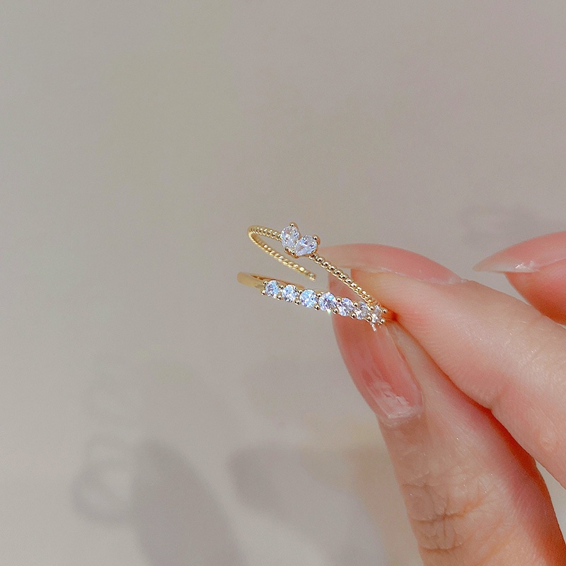 Nhẫn MANYUE mặt hình trái tim dễ thương phong cách Hàn Quốc dành cho nữ